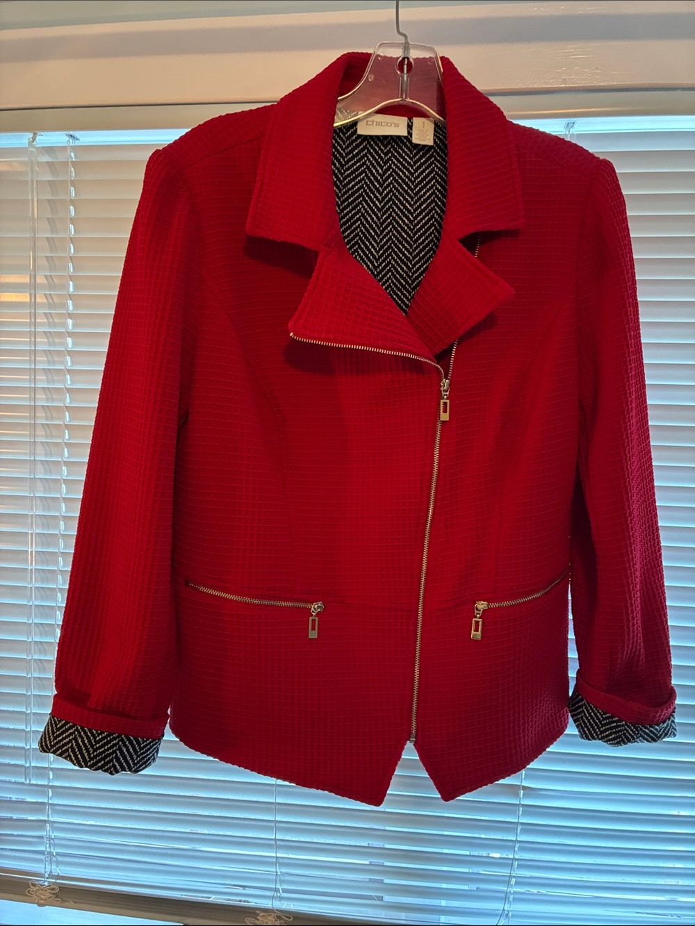 Chico's Vibrant Red Zip-Front Women's Jacket